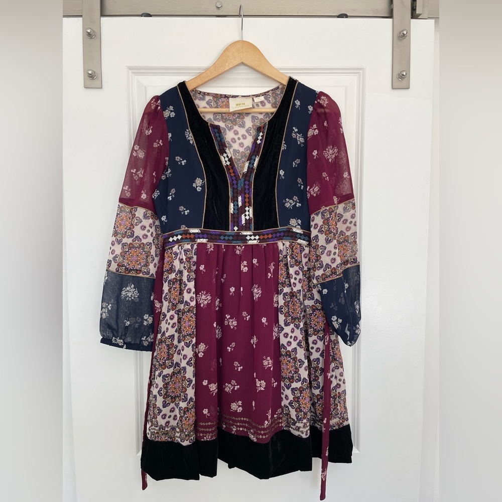 Quarter Sleeve Patchwork Anthro/Maeve Dress